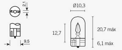 Ampoule T10 12V3W boite de 10 Tecnium | PEUGEOT, PIAGGIO, YAMAHA, APRILIA, GILERA, MALAGUTI