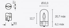 Ampoule T10 12V3W boite de 10 Tecnium | PEUGEOT, PIAGGIO, YAMAHA, APRILIA, GILERA, MALAGUTI