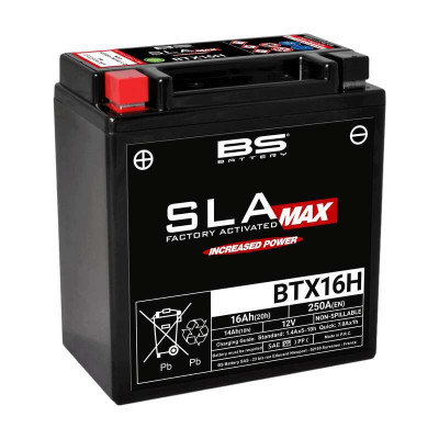 Batterie SLA Max sans entretien activé usine BTX16H BS BATTERY | BMW, PIAGGIO, TRIUMPH, GILERA