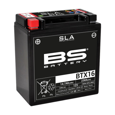 Batterie SLA sans entretien activée usine BTX16 BS BATTERY | Moto, Maxiscooter, Quad