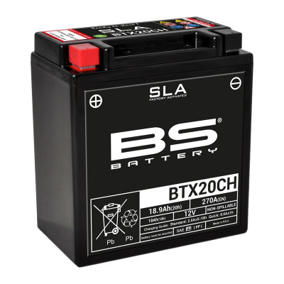Batterie SLA sans entretien activée usine BTX20CH BS BATTERY | SUZUKI, TRIUMPH, MOTO GUZZI