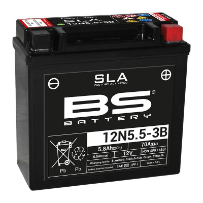 Batterie SLA sans entretien activé usine 12N5.5-3B BS BATTERY | KAWASAKI, YAMAHA, APRILIA, GILERA