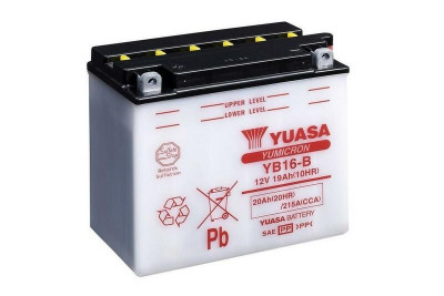 Batterie conventionnelle sans pack acide YB16-B Yuasa | DUCATI, HARLEY DAVIDSON, CAGIVA, BUELL, LYNX