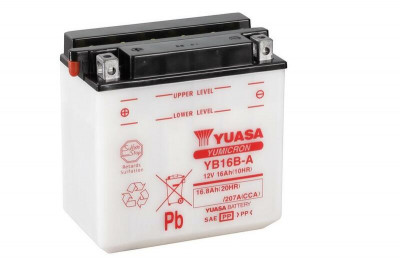 Batterie conventionnelle sans pack acide YB16B-A Yuasa | Moto HARLEY DAVIDSON, HONDA, SUZUKI