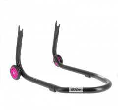 Béquille arrière marque Bihr Home Track fixe supports en ''V'' couleur noir mat roues rose