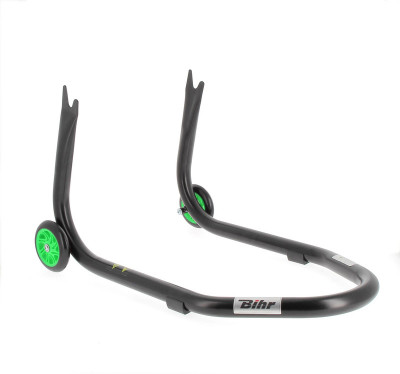 Béquille arrière marque Bihr Home Track fixe supports en ''V'' couleur noir mat roues vert