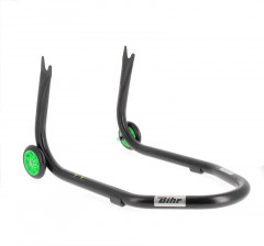 Béquille arrière marque Bihr Home Track fixe supports en ''V'' couleur noir mat roues vert