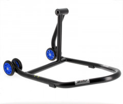 Béquille monobras droite marque Bihr Home Track couleur noir mat roues bleu