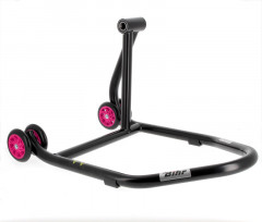 Béquille monobras droite marque Bihr Home Track couleur noir mat roues rose
