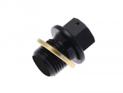 Bouchon vidange alu noir M10X1.5x14mm Tecnium | KAWASAKI, KTM, SUZUKI, GAS GAS, HUSQVARNA