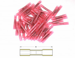 Bout à bout à sertir thermo-rétractable Bihr Ø0,5/1,5Mm² - 50Pcs transparent rouge