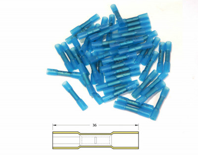 Bout à bout à sertir thermo-rétractable Bihr Ø1,5/2,5Mm² - 50Pcs transparent bleu