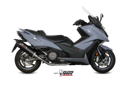 Ligne complète Oval inox silencieux acier noir casquette carbone Mivv | KYMCO AK 550