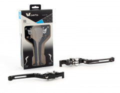 Paire de leviers taillés masse noir visserie alu Vparts | Moto