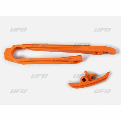 Kit patin de bras oscillant + patin de chaîne inférieur orange UFO | Motocross KTM