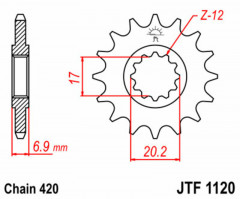 Pignon 10 dents standard 1120 - 420 JT Sprockets