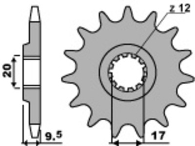 Pignon 12 dents standard 7005 - 420 Pbr | HUSQVARNA CR 65, HUSQVARNA TC 65, KTM SX 60, KTM SX 65