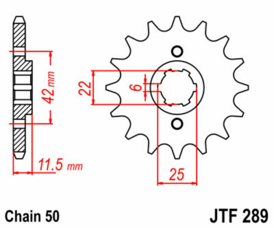 Pignon 15 dents standard 289 - 530 JT Sprockets | EC F 450, KX 250, WRF 400, 450, YZ 250, YZF 450