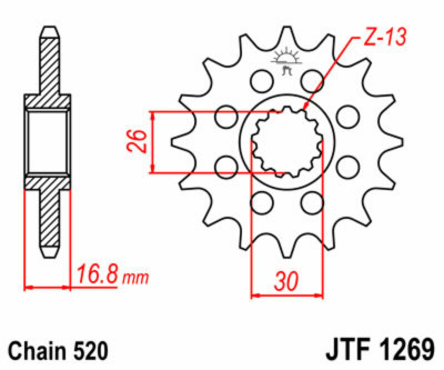 Pignon 16 dents standard 1269 - 520 JT Sprockets | Moto HONDA