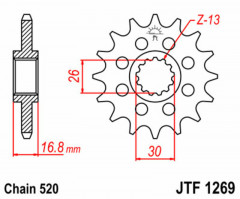 Pignon 16 dents standard 1269 - 520 JT Sprockets | Moto HONDA