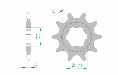 Pignon 9 dents standard 94306 - 520 Afam | Trial, Motocross SCORPA, SHERCO HRD