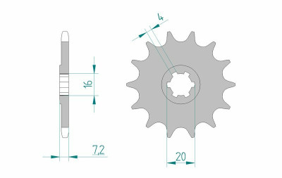Pignon 10 dents acier standard 22104 - 520 Afam | KAWASAKI KFX 80