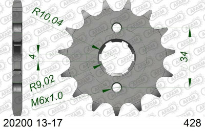 Pignon standard 13 dents type 20200 pas 428 Afam | HONDA, KYMCO, DERBI, SYM, DAELIM
