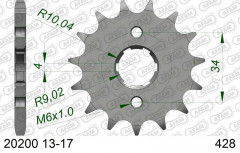 Pignon standard 13 dents type 20200 pas 428 Afam | HONDA, KYMCO, DERBI, SYM, DAELIM
