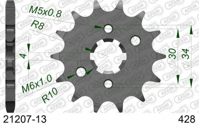 Pignon 13 dents type 21207 pas 428 standard Afam | Motocross, Moto YAMAHA, BETA, RIEJU