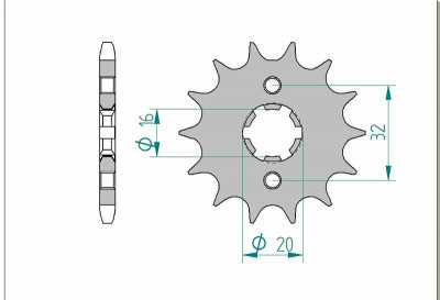 Pignon 13 dents type 21208 pas 428 standard Afam | YAMAHA, BETA, RIEJU, HUSQVARNA, HM