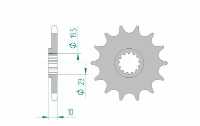 Pignon 13 dents type 22303 pas 520 standard Afam | KAWASAKI, SUZUKI, BETA