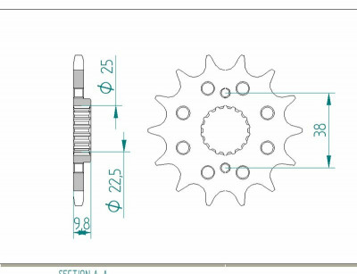 Pignon standard 14 dents type 166400 pas 520 Afam | G X ENDURO 450, TC 449, TE 449