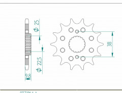 Pignon standard 14 dents type 166400 pas 520 Afam | G X ENDURO 450, TC 449, TE 449