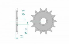 Pignon 14 dents acier standard 20206 - 520 Afam | HM CRE 125, HONDA CR 125
