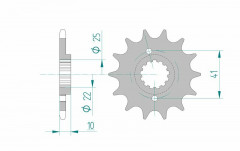 Pignon standard 14 dents type 20509 pas 520 Afam | Moto HONDA