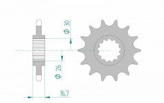 Pignon standard 14 dents type 20612 pas 525 Afam | Moto HONDA