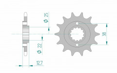 Pignon standard 14 dents type 24505 pas 520 Afam | KLR 650, KLR TENGAI 650, KLX R 650
