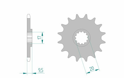 Pignon 14 dents standard 94120 - 420 Afam | HUSQVARNA CR 65, HUSQVARNA TC 65, KTM SX 60, KTM SX 65