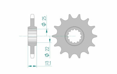 Pignon standard 15 dents type 20405 pas 525 Afam | Moto HONDA