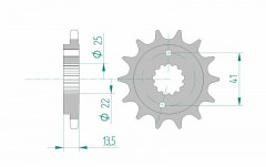 Pignon standard 15 dents type 20507 pas 525 Afam | Moto HONDA