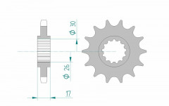 Pignon standard 15 dents type 20603 pas 530 Afam | Moto HONDA