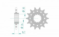 Pignon standard 15 dents type 20608 pas 520 Afam | Moto HONDA