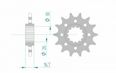 Pignon standard 15 dents type 20613 pas 520 Afam | Moto HONDA
