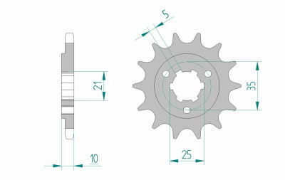 Pignon standard 15 dents type 22602 pas 525 Afam | DR S 800, DR SE 650, FREEWIND XF 650