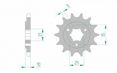 Pignon standard 15 dents type 22602 pas 525 Afam | DR S 800, DR SE 650, FREEWIND XF 650
