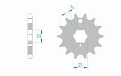 Pignon standard 15 dents type 24401 pas 530 Afam | Z (KZB) 400, Z (KZD) 400, Z (KZJ) 400