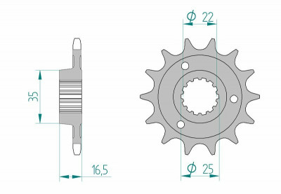 Pignon 15 dents standard 52613 - 525 Afam | Moto DUCATI