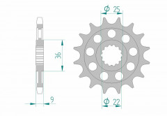 Pignon 15 dents standard 94900 - 525 Afam | Moto BENELLI