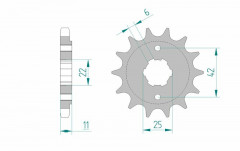 Pignon standard 16 dents type 20505 pas 530 Afam | CB (RC03) 650, CB CUSTOM (RC05) 650, CB SC 650