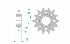 Pignon standard 16 dents type 20615 pas 525 Afam | Moto HONDA